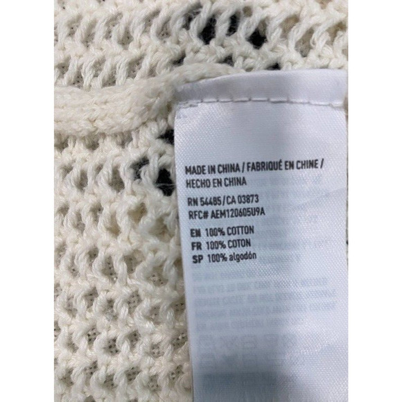 American Eagle Cardigan Women Beige Medium Button Up Crochet Sweater Knit - Picture 5 of 6